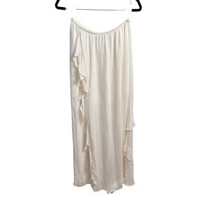 Reformation Ivory Ruffle Maxi Skirt Bohemian Flowy Beach Vacation Size Large